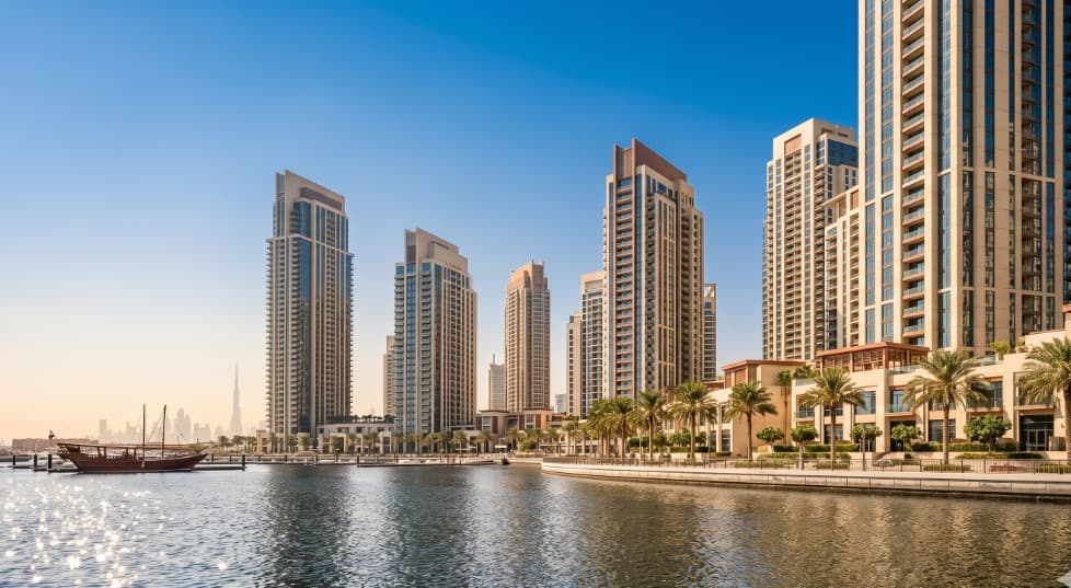 Dubai Creek Harbour skyline seen from the water